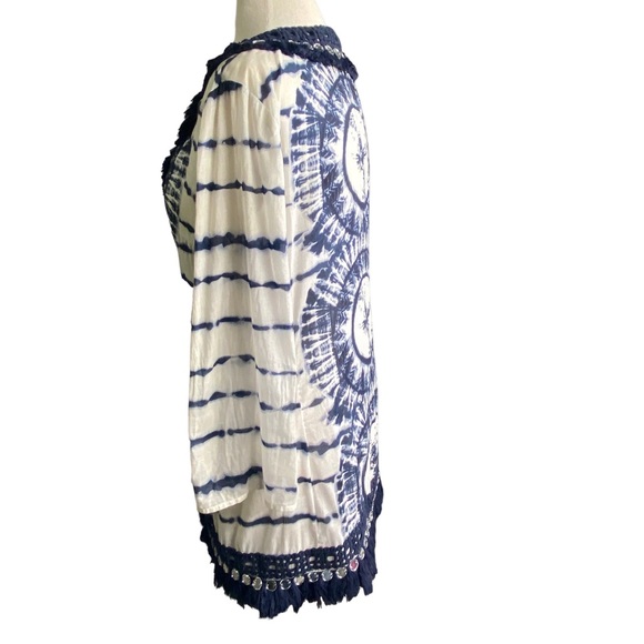 Tory Burch Blue & White Tunic Cover Up Size 8 - Picture 8 of 11